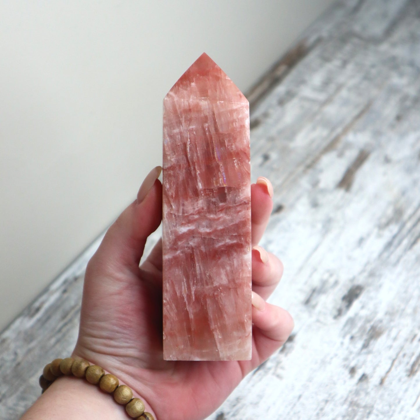 Rose Calcite Tower | Emotional Healing, Calm & Heart Support