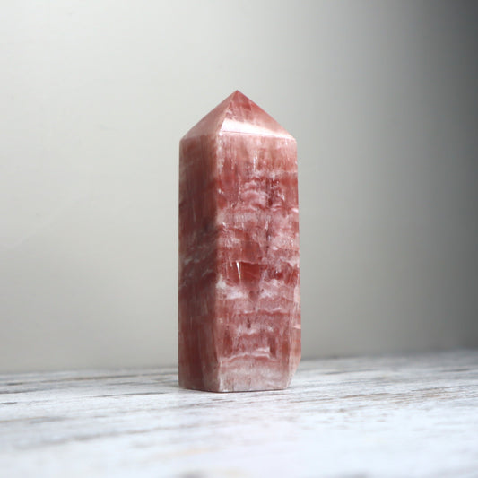 Rose Calcite Tower | Emotional Healing, Calm & Heart Support