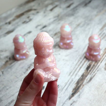 Rose Quartz Aura Buddha | Unconditional Love, Peace & Divine Serenity