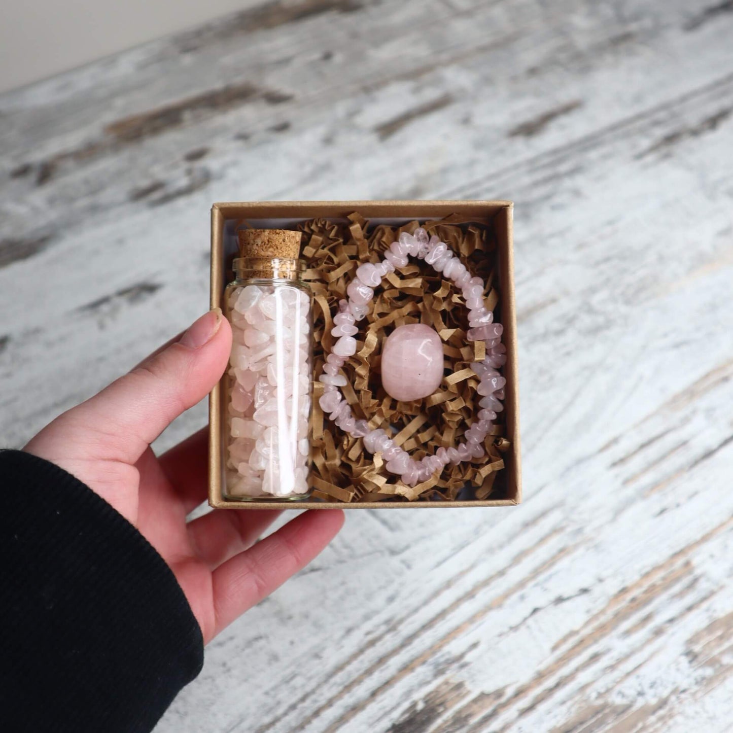 'Love Conquers All' Chip Gift Box | Rose Quartz