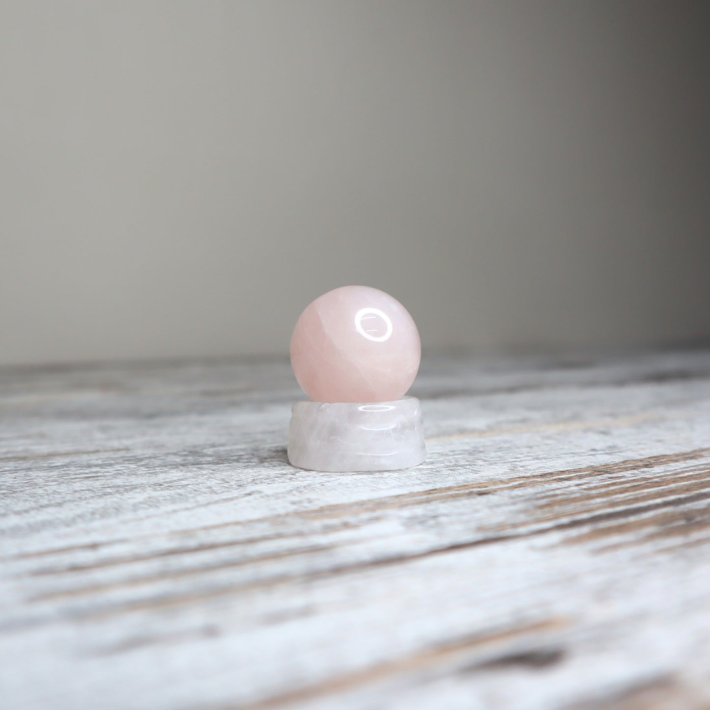 Rose Quartz Mini Sphere on Quartz Stand