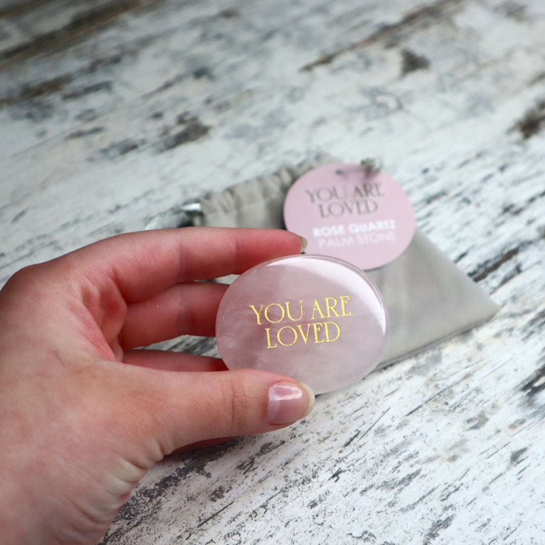 Rose Quartz Palm Stone | You Are Loved | Heart Healing &amp; Self Love