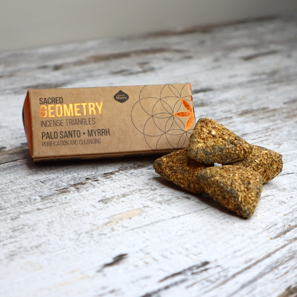 Sagrada Madre Sacred Geometry Incense Triangles | Palo Santo + Myrrh | Purification, Cleansing &amp; Protection