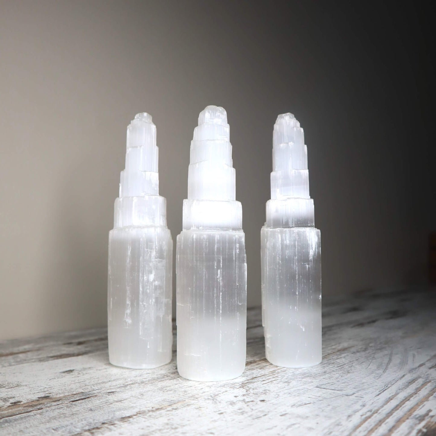 Selenite Tower for energy clearing and aura purification.