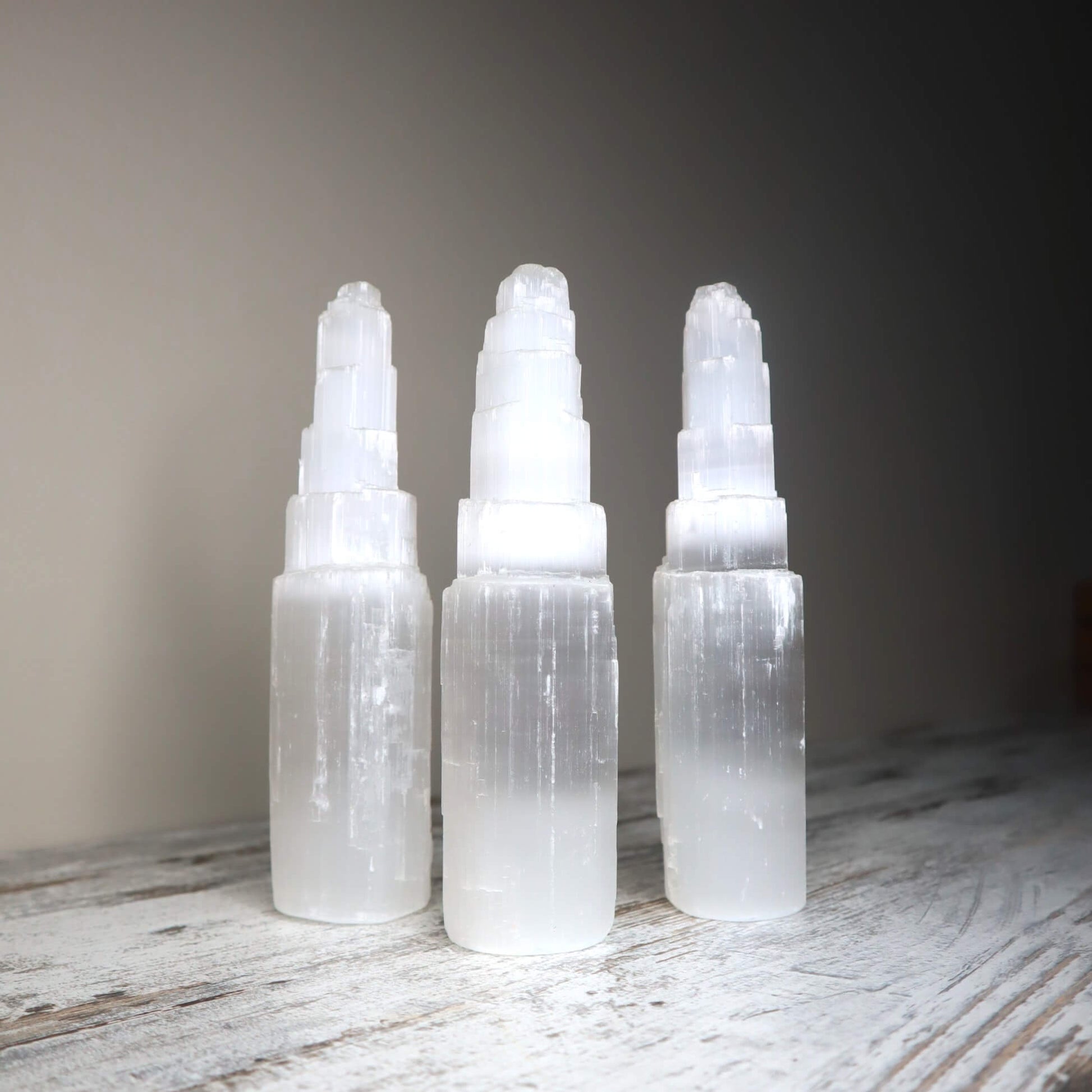 Selenite Tower for energy clearing and aura purification.