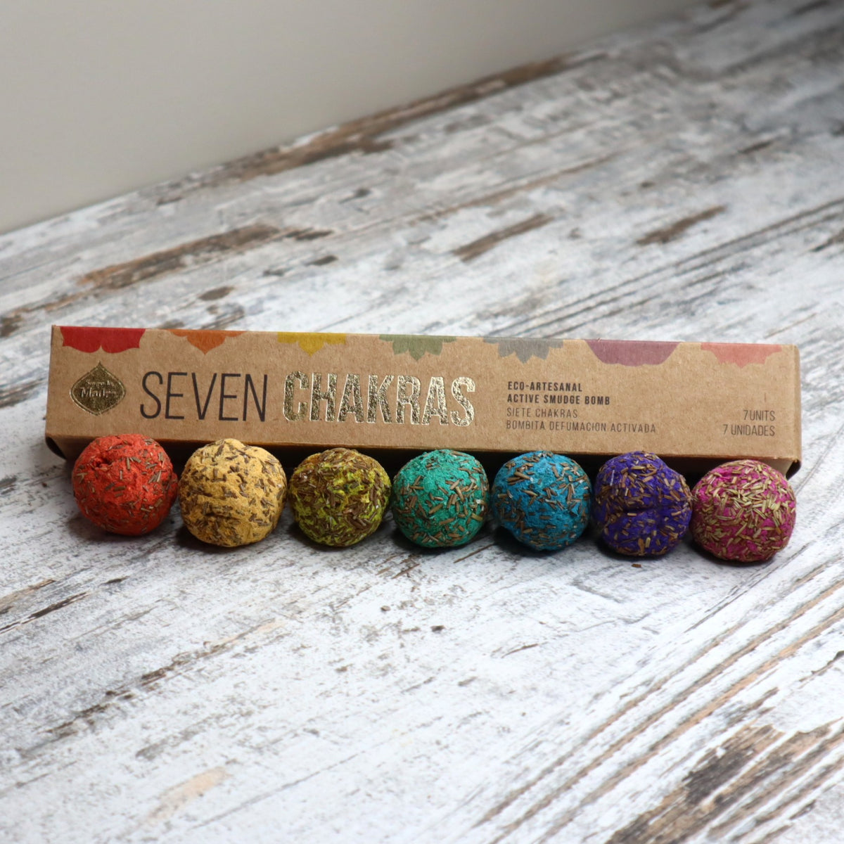 Sagrada Madre Premium Smudge Ball Bombs | 7 Chakra Set | Cleanse, Align &amp; Restore