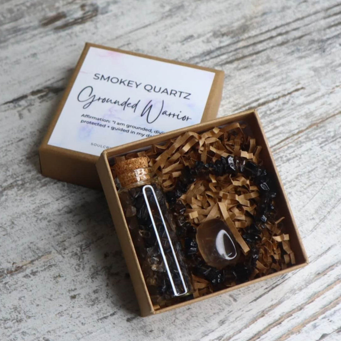'Grounded Warrior' Chip Gift Box | Smokey Quartz