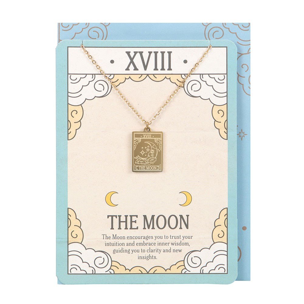The Moon Tarot Necklace Greeting Card | Intuition, Inner Wisdom &amp; Emotional Clarity