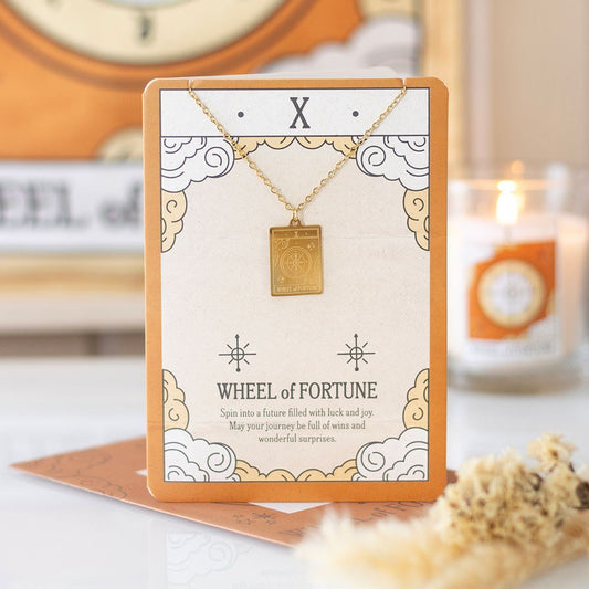 Wheel Of Fortune Tarot Necklace Greeting Card | Luck, Destiny & New Beginnings