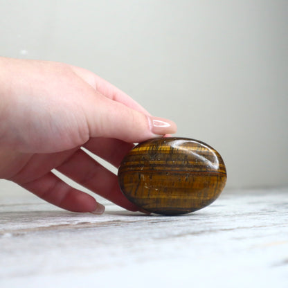 Tiger Eye Palm Stone | Confidence, Protection & Grounded Courage