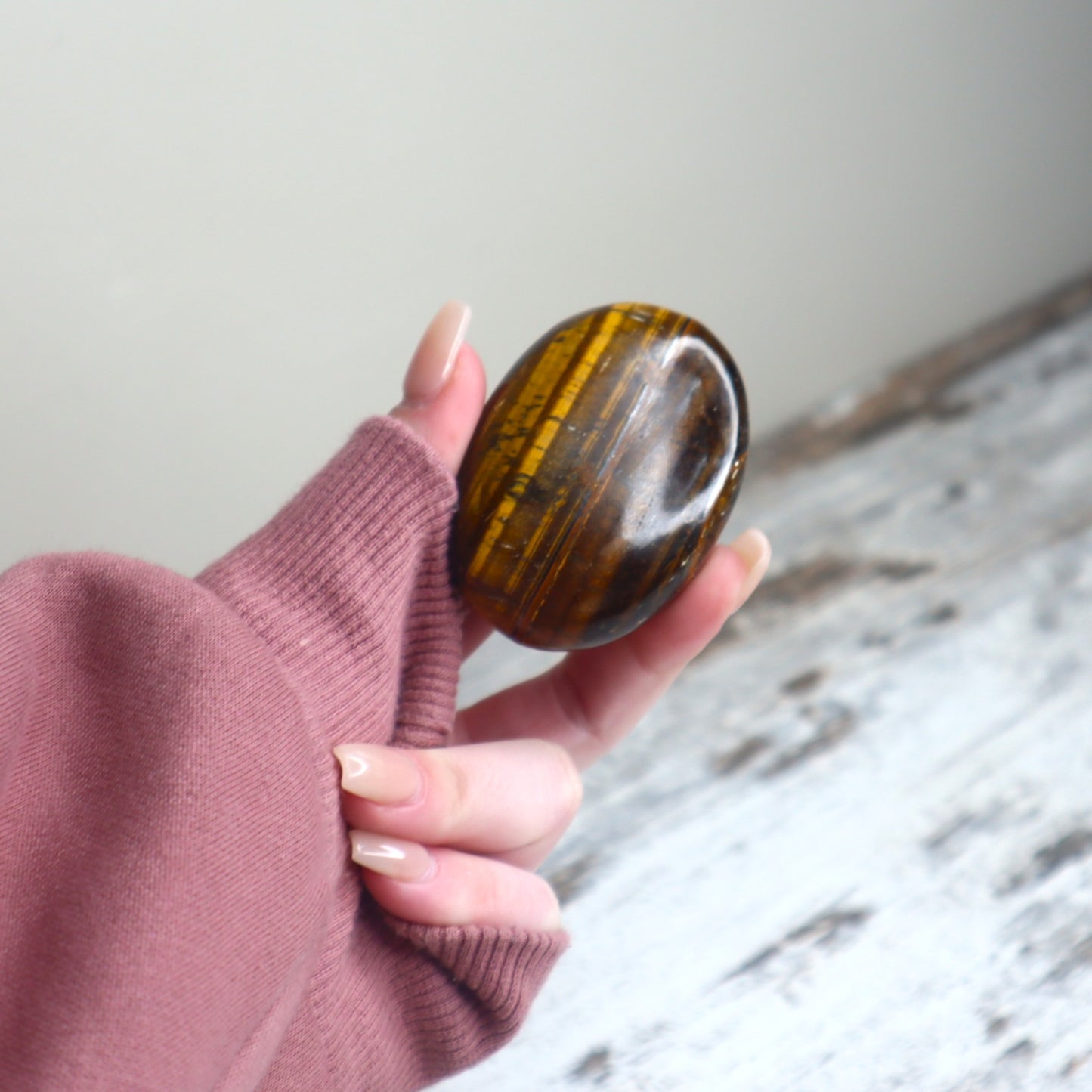 Tiger Eye Palm Stone | Confidence, Protection & Grounded Courage