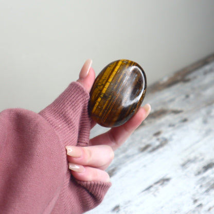 Tiger Eye Palm Stone | Confidence, Protection & Grounded Courage