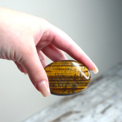 Tiger Eye Palm Stone | Confidence, Protection & Grounded Courage