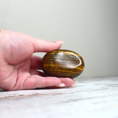 Tiger Eye Palm Stone | Confidence, Protection & Grounded Courage