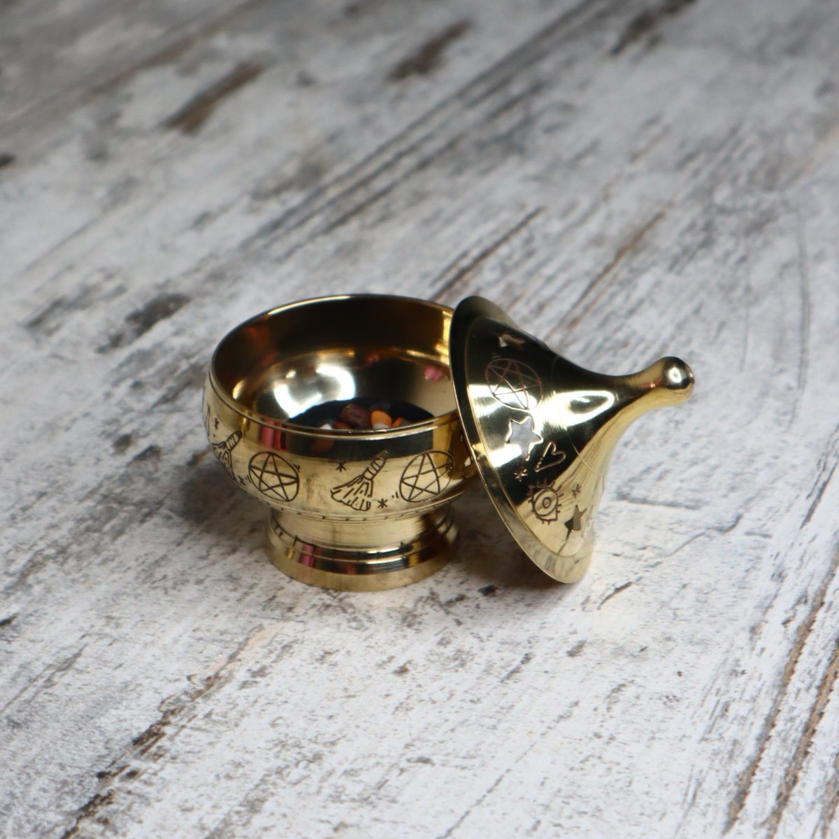 Wicca Magic Brass Incense Burner | Ritual &amp; Cleansing