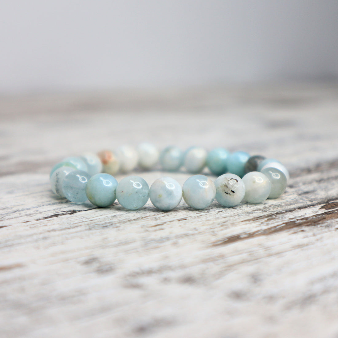 Aquamarine Bead Bracelet | 8mm | Calm, Clarity &amp; Heartfelt Communication