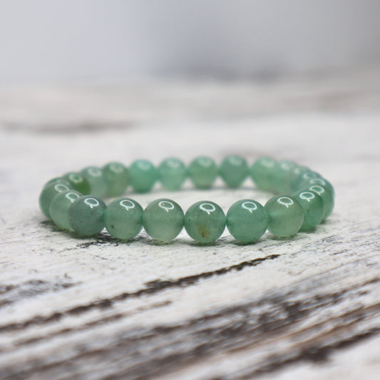 Green Aventurine Bead Bracelet | 8mm | Luck, Growth & Heart Healing