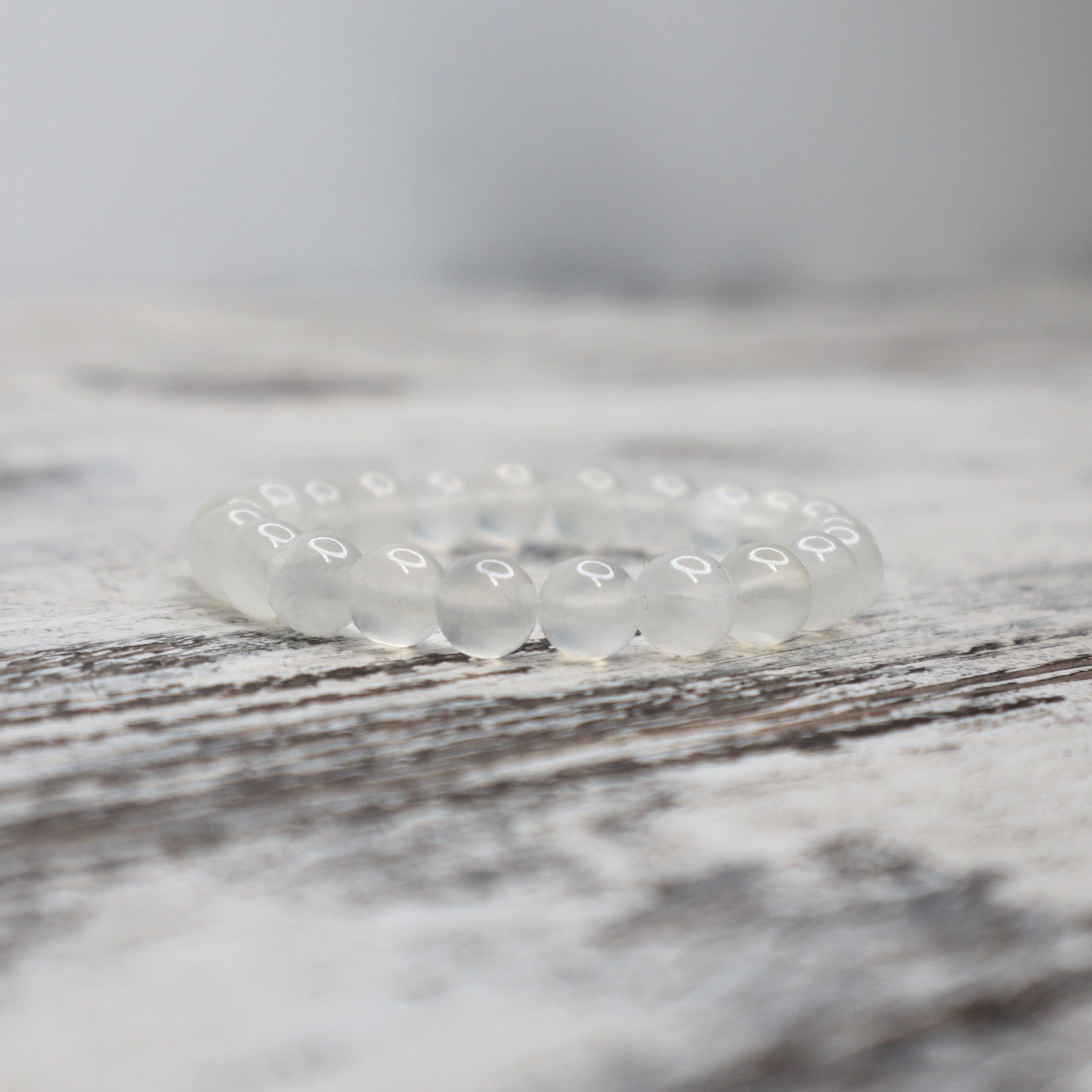 Selenite Bead Bracelet | 8mm | Clarity, Light & Energetic Purification