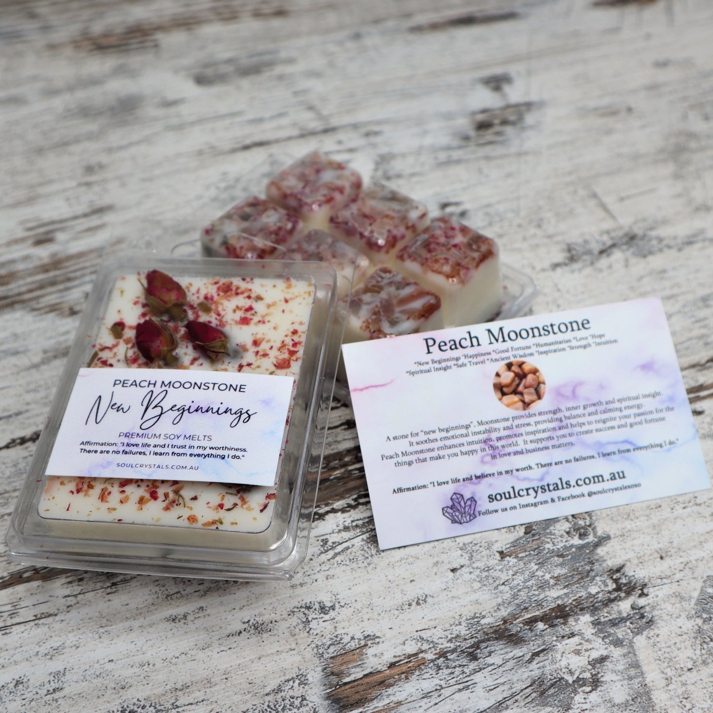 'New Beginnings' Soy Wax Melts | Peach Moonstone