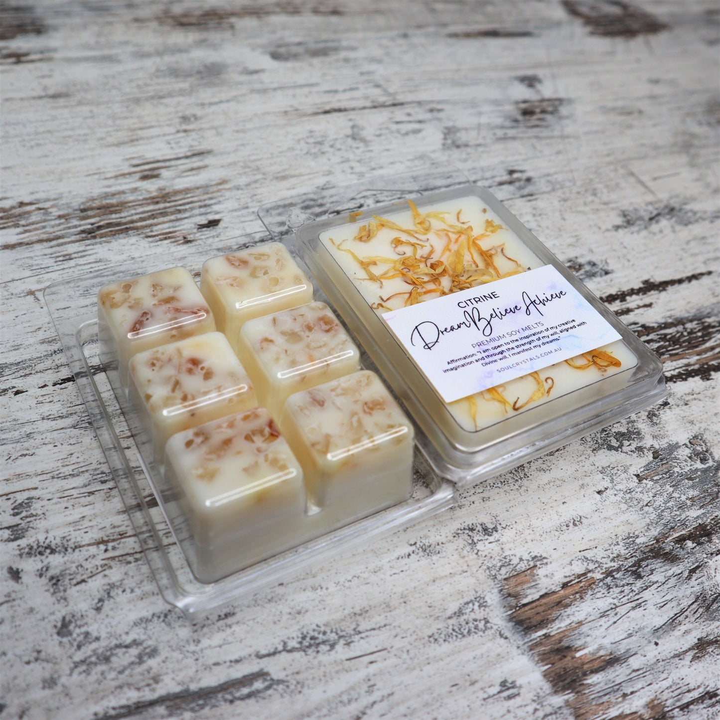 'Dream, Believe, Achieve' Soy Wax Melts | Citrine