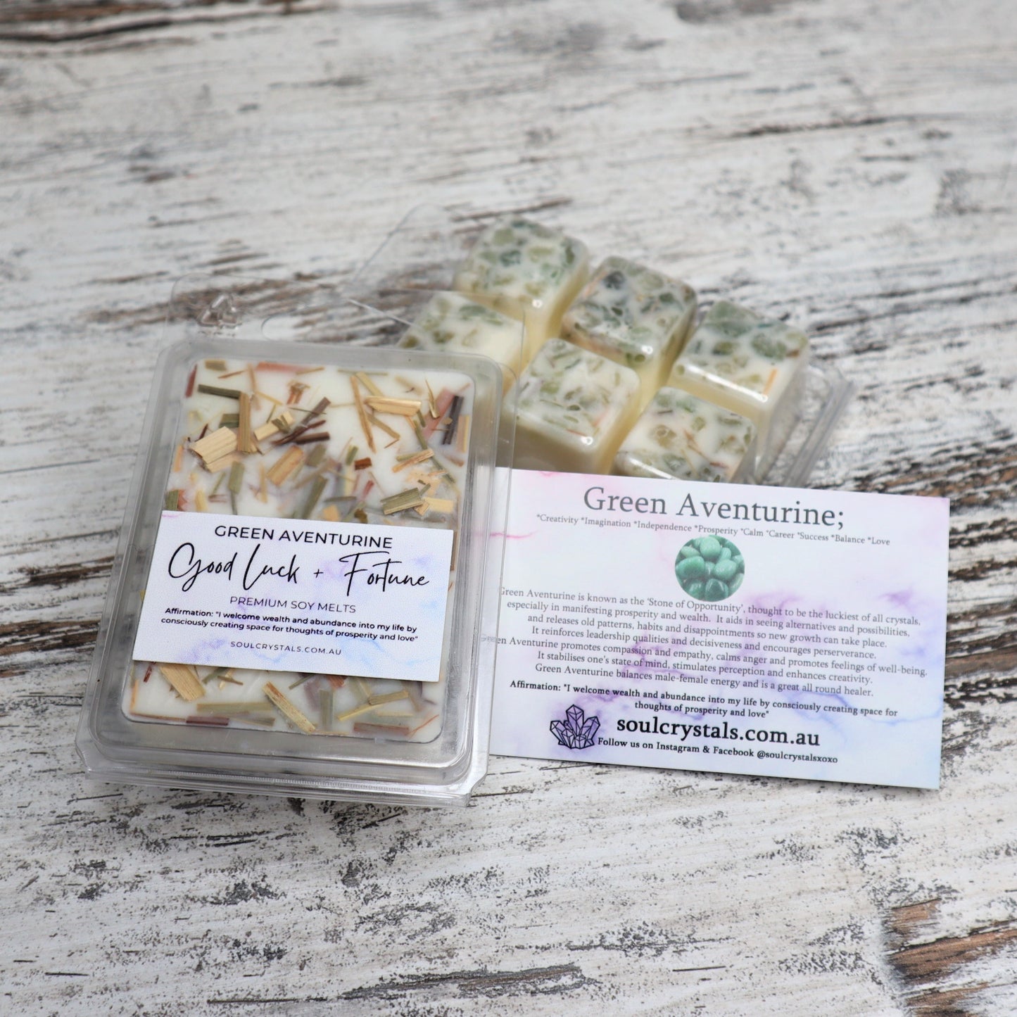 'Good Luck + Fortune' Soy Wax Melts | Green Aventurine