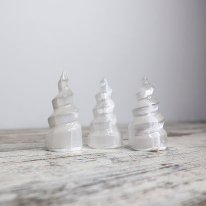 Selenite Spiral Carving | Energy Cleanse + Light Flow