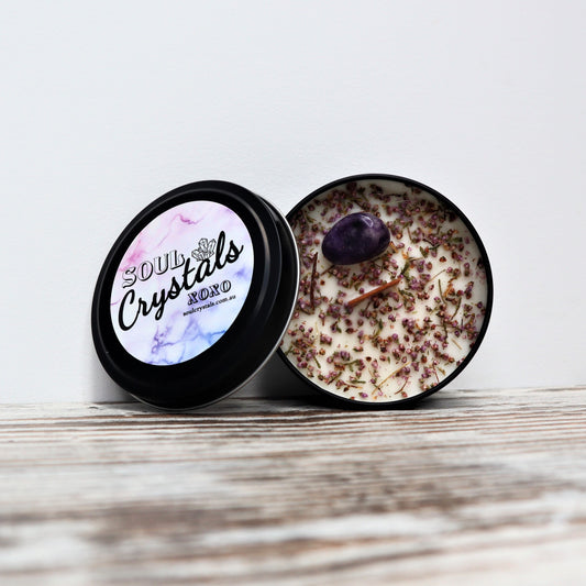 'Chill Pill' Soy Candle Tin | Lepidolite