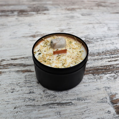 'Good Vibes' Soy Candle Tin | Rainbow Moonstone