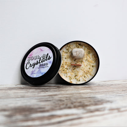 'Good Vibes' Soy Candle Tin | Rainbow Moonstone