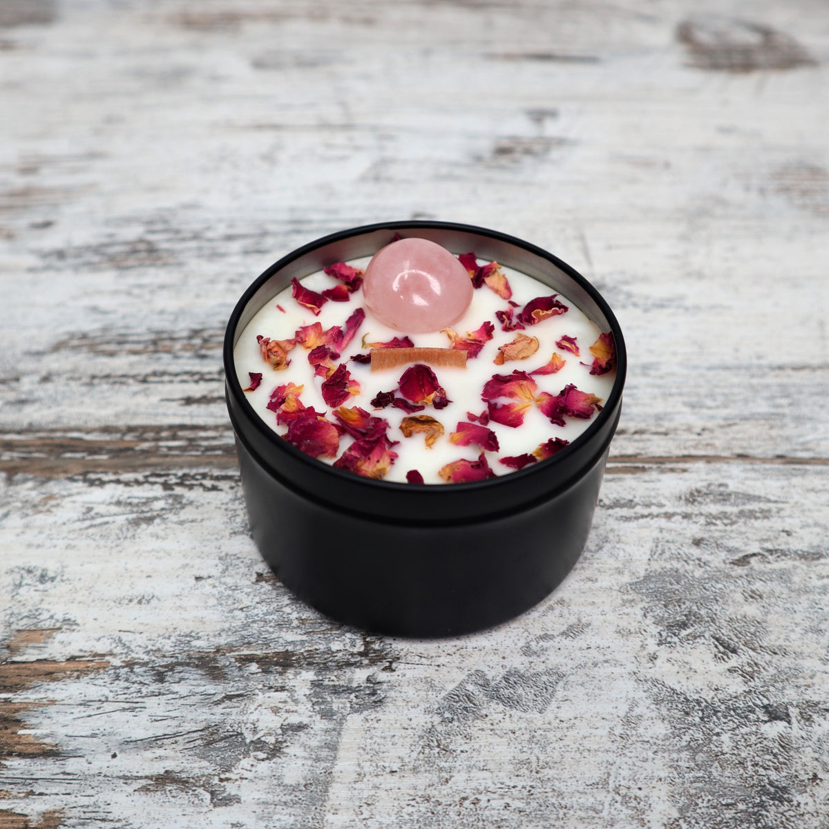 ‘Love Conquers All’ Soy Candle Tin | Rose Quartz