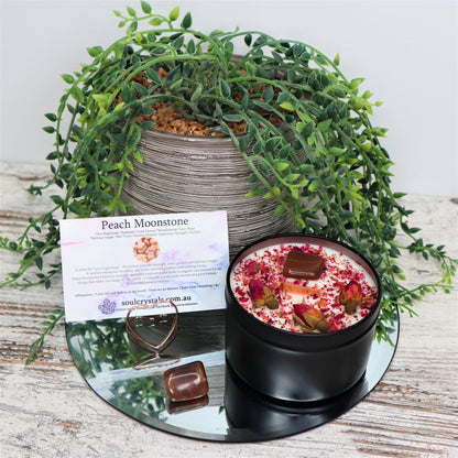 'New Beginnings' Soy Candle Tin | Peach Moonstone