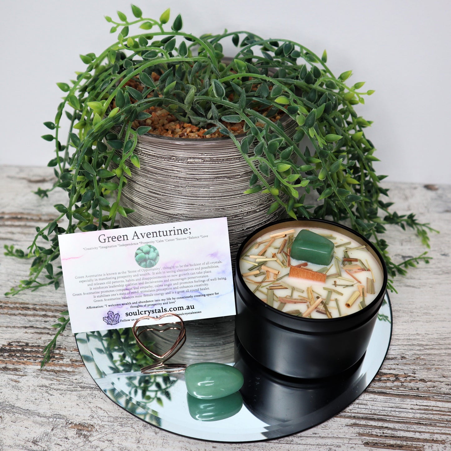'Good Luck + Fortune' Soy Candle Tin | Green Aventurine