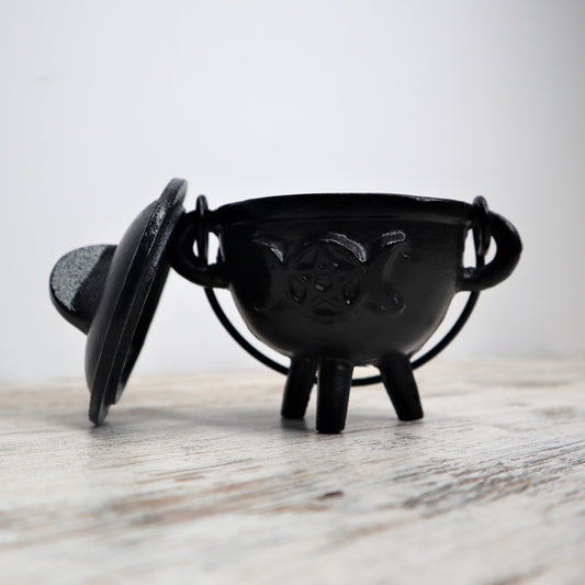 Triple Moon Cast Iron Cauldron | 7.5cm | Protection, Cleansing & Ritual Power
