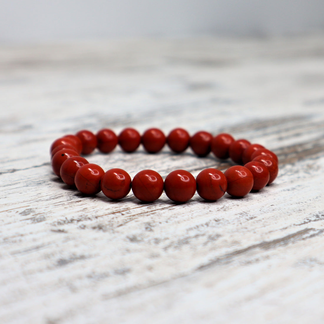 Red Jasper Bead Bracelet | 8mm | Strength, Stability &amp; Root Chakra Support