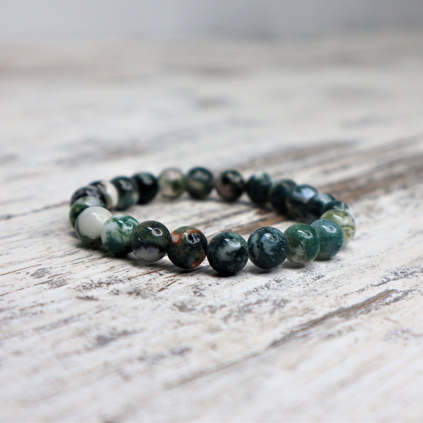 Tree Agate Bead Bracelet | 8mm | Grounding, Growth & Inner Peace
