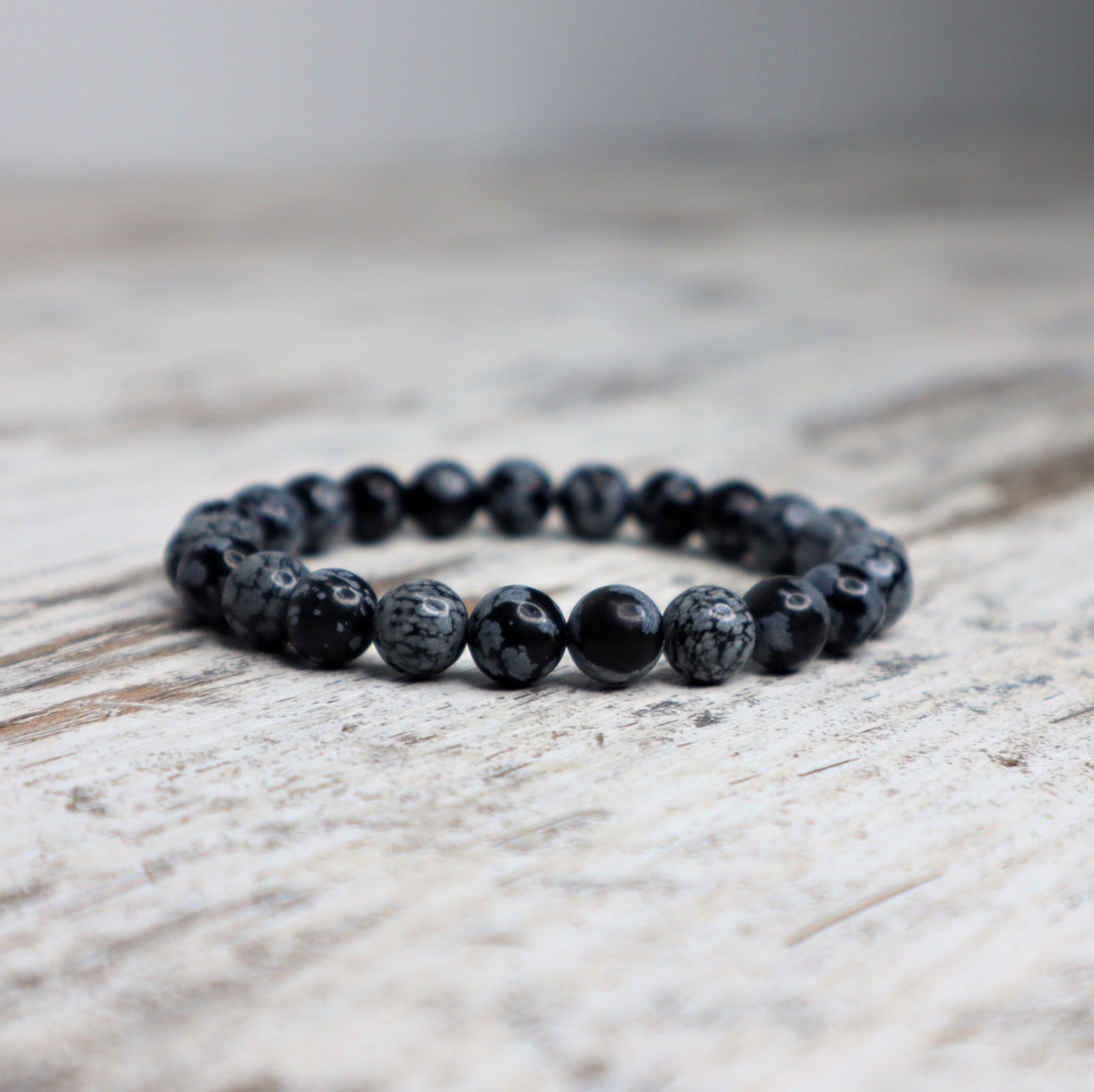 Snowflake Obsidian Bead Bracelet | 8mm | Balance, Protection &amp; Inner Reflection