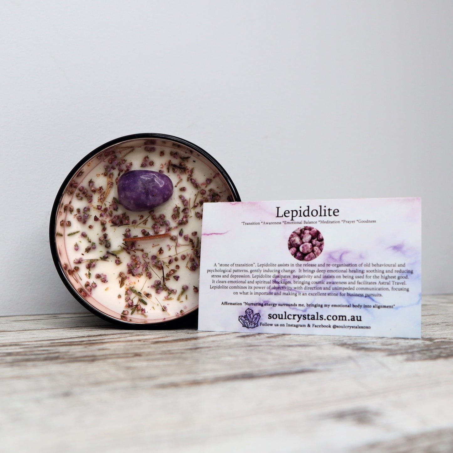 'Chill Pill' Soy Candle | Lepidolite