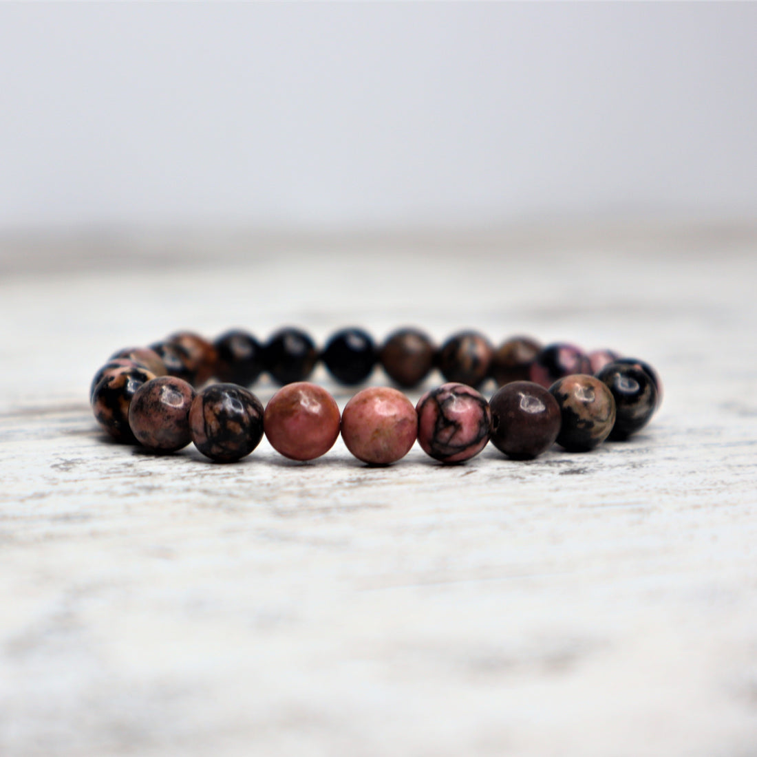 Rhodonite Bead Bracelet | 8mm | Compassion, Emotional Healing &amp; Self-Worth