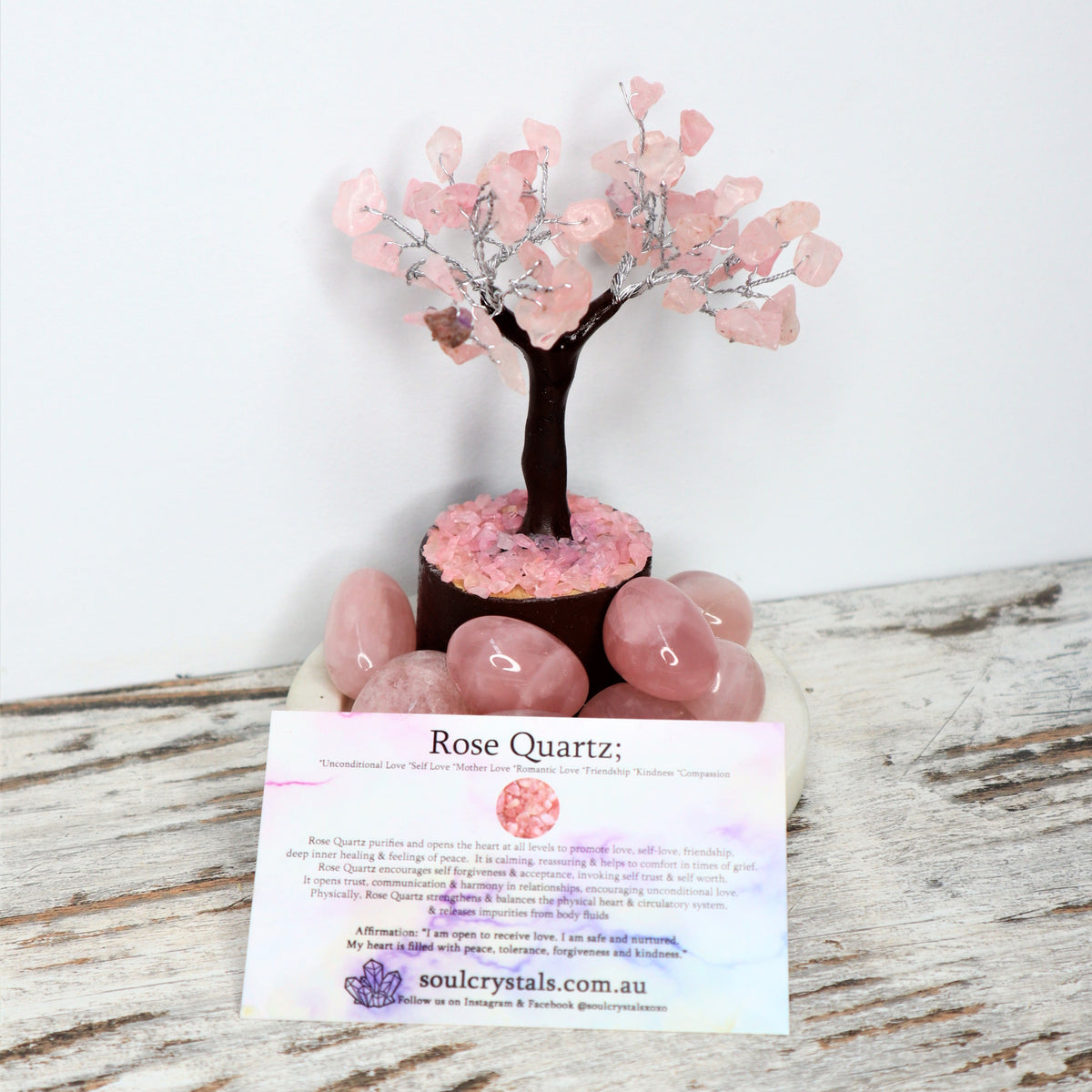 Rose Quartz Mini Crystal Tree | Love, Compassion &amp; Heart Healing