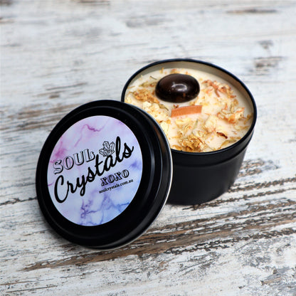 'Grounded Warrior' Soy Candle Tin | Smokey Quartz