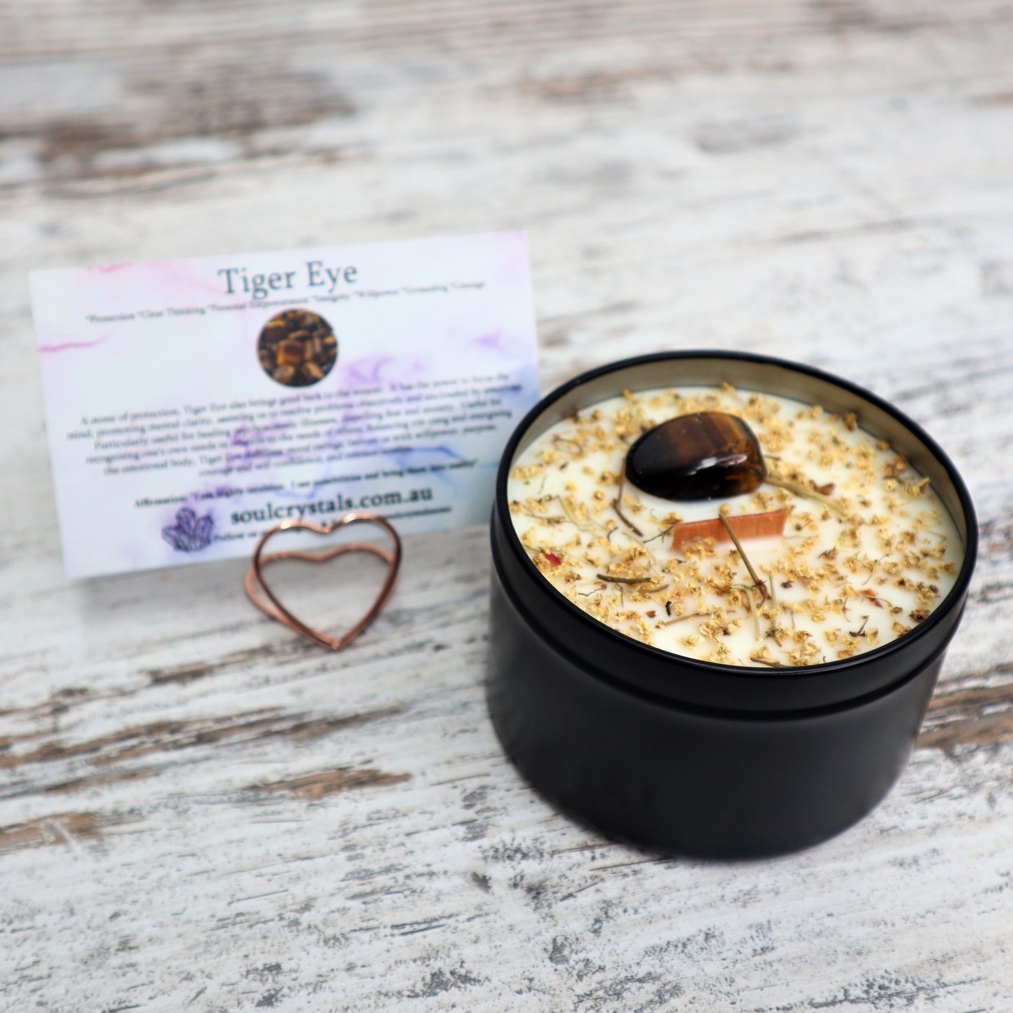 'Brave + Empowered' Soy Candle Tin | Tiger Eye