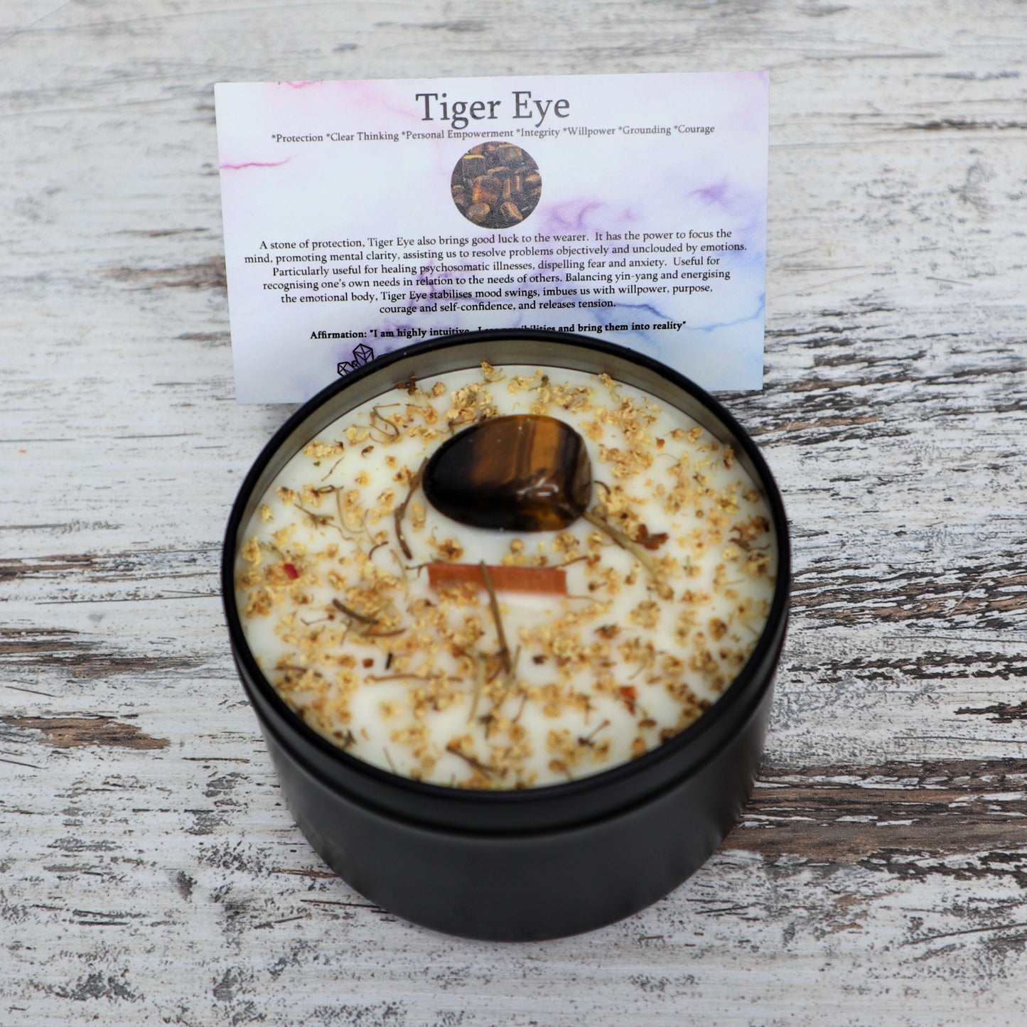 'Brave + Empowered' Soy Candle Tin | Tiger Eye