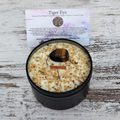 'Brave + Empowered' Soy Candle Tin | Tiger Eye
