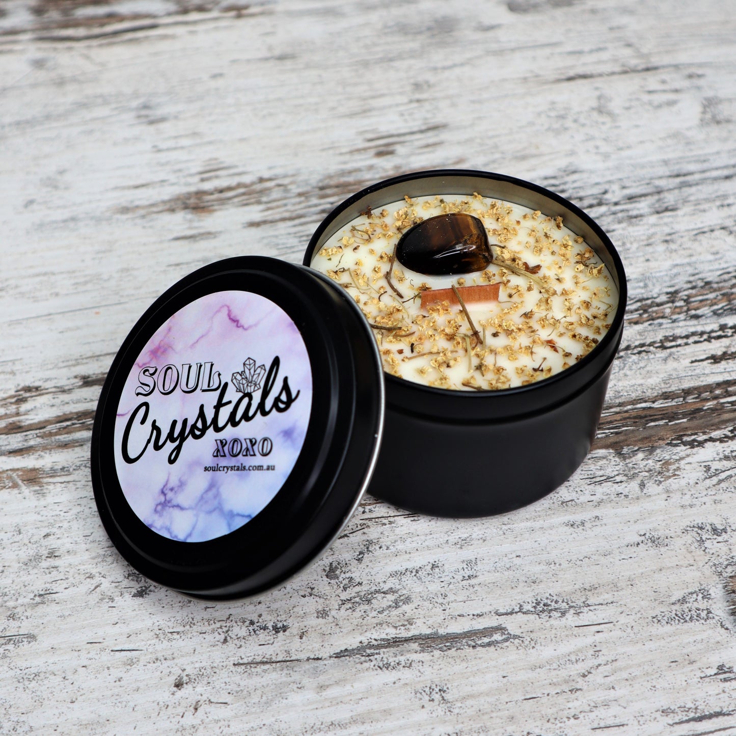 'Brave + Empowered' Soy Candle Tin | Tiger Eye