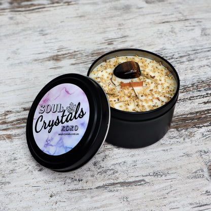 'Brave + Empowered' Soy Candle Tin | Tiger Eye