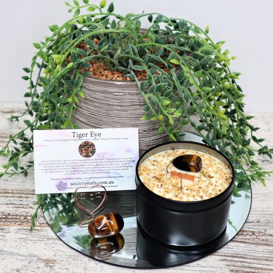 'Brave + Empowered' Soy Candle Tin | Tiger Eye