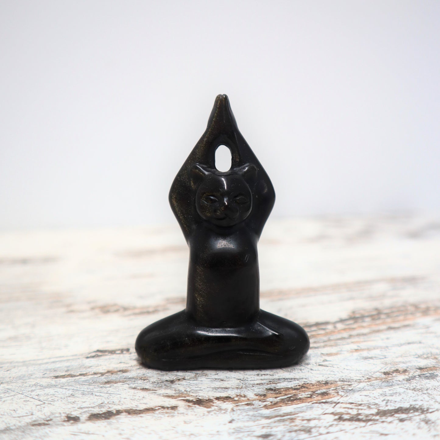 Gold Sheen Obsidian Yoga Cat | Intuitively Chosen | Protection, Focus & Inner Power